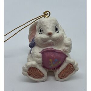 Easter Bunny Ornament Small White‎ Resin Rabbit Figure Spring Decor 1"